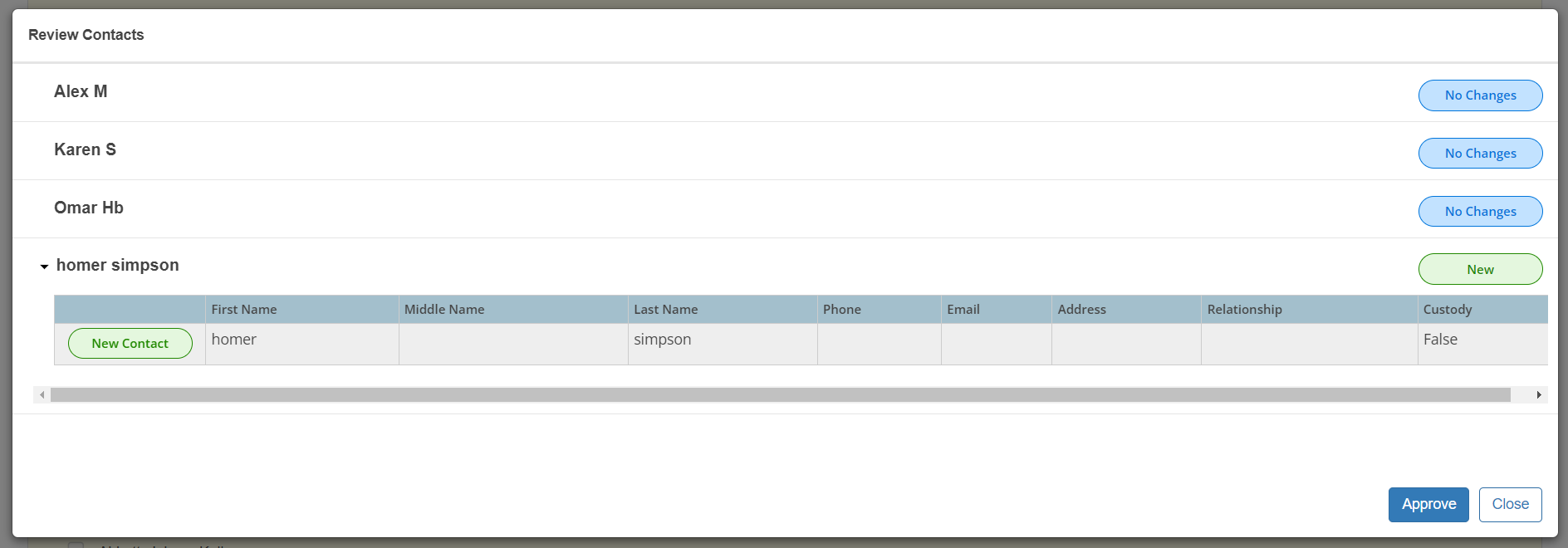 Auto-Match in Review Contact Modal