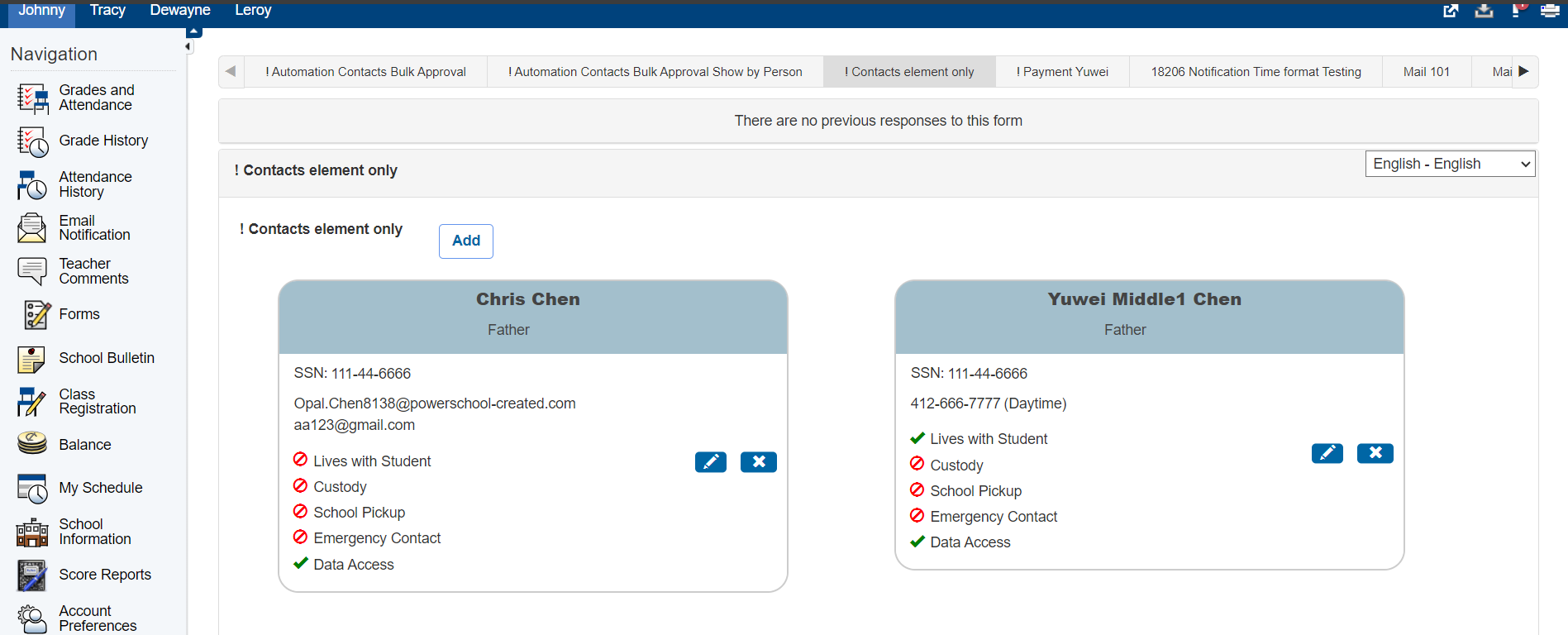  Custom Contact Match ID field (SSN) in Parent Portal