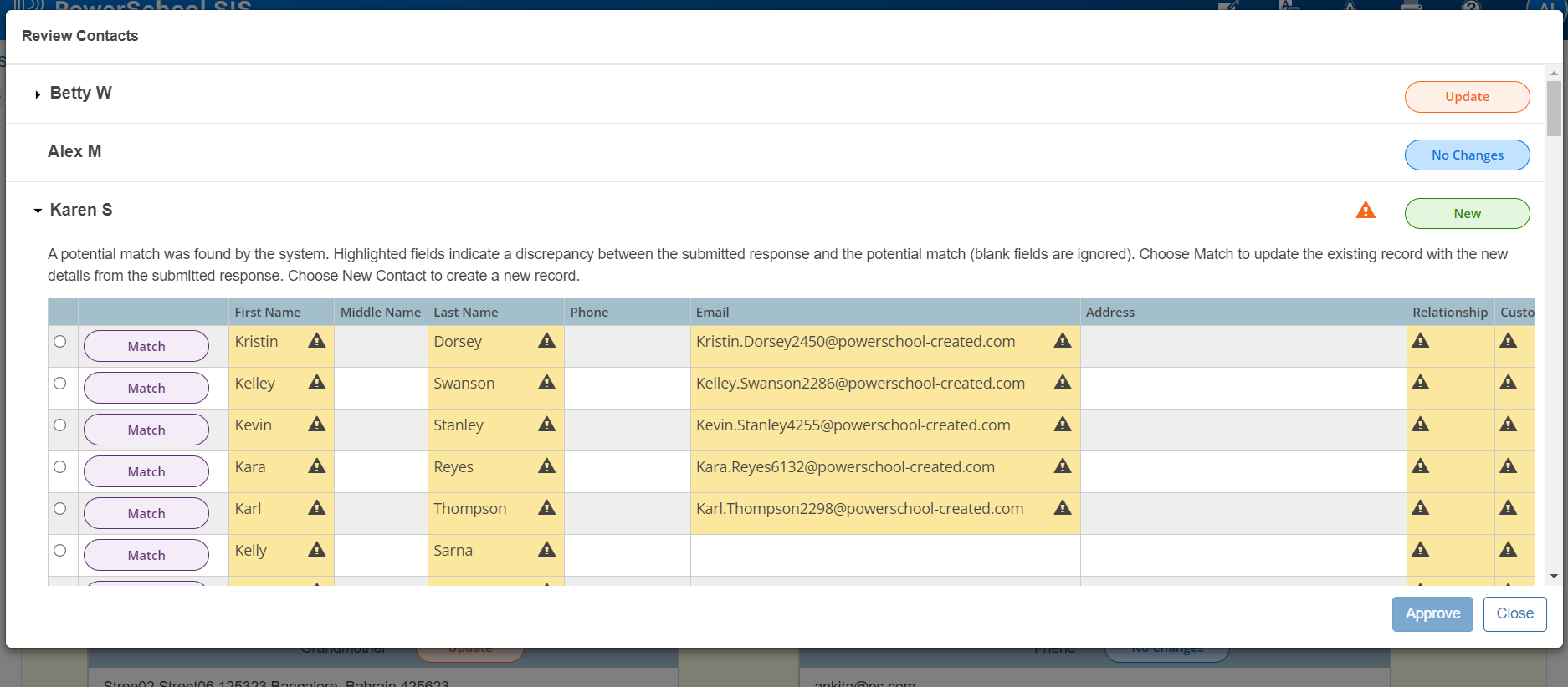 Review Contact Modal - Overview