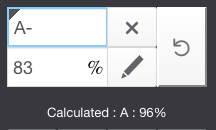 A modified grade marked with a black triangle in the score inspector