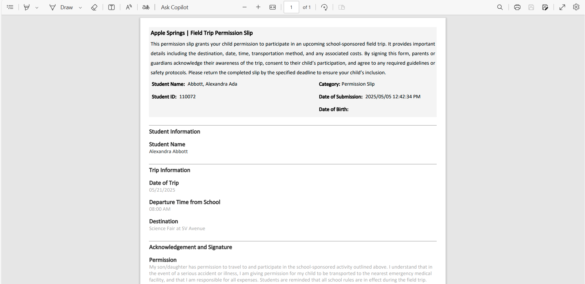 Generated Response PDF Report